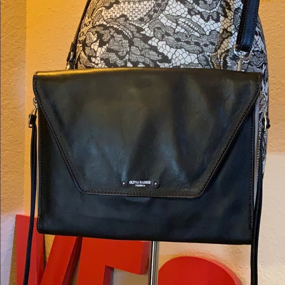 Olivia Harris Amanda Crossbody iPad Black leather